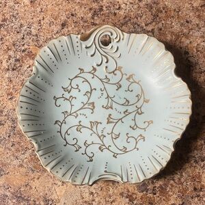 Vintage Lenwile Ardalt 7177 China Mint and Gold Decorative Plate